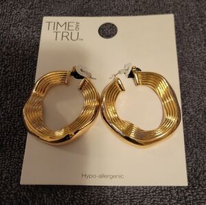 Time and Tru Gold Textured Chunky Hoop Earrings